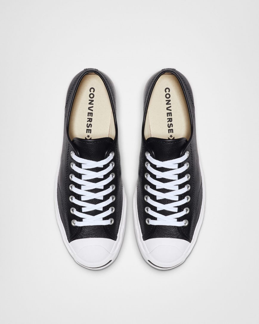 Pánské Boty Nízké Converse Jack Purcell Læder Černé Bílé | CZ DFEU14